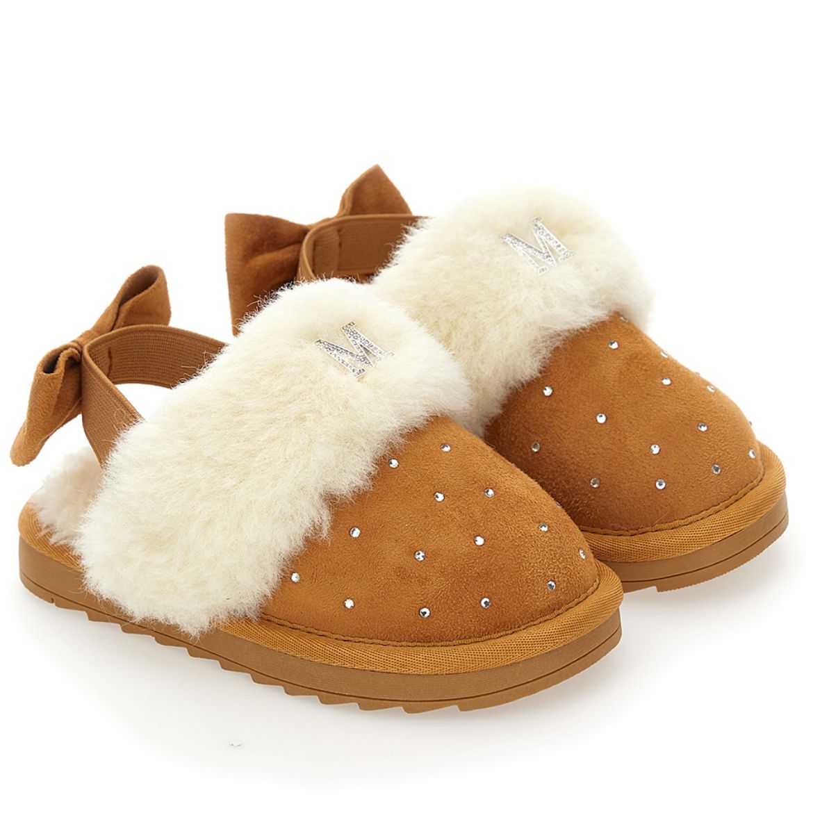 Picture of Monnalisa Beige Fur Slip On Shoes