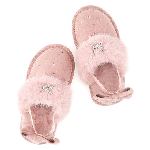 Picture of Monnalisa Pink Fur Slip On Shoes