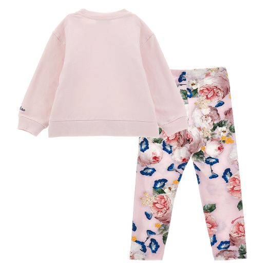 Picture of Monnalisa Pink Jumper & Floral Print Leggings Set