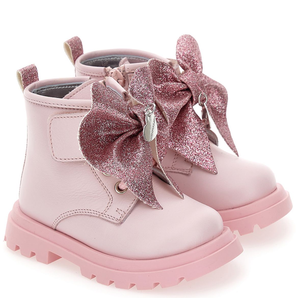 Monnalisa Baby Pink Bow Boots. Melanie Louise Childrens Designer Wear