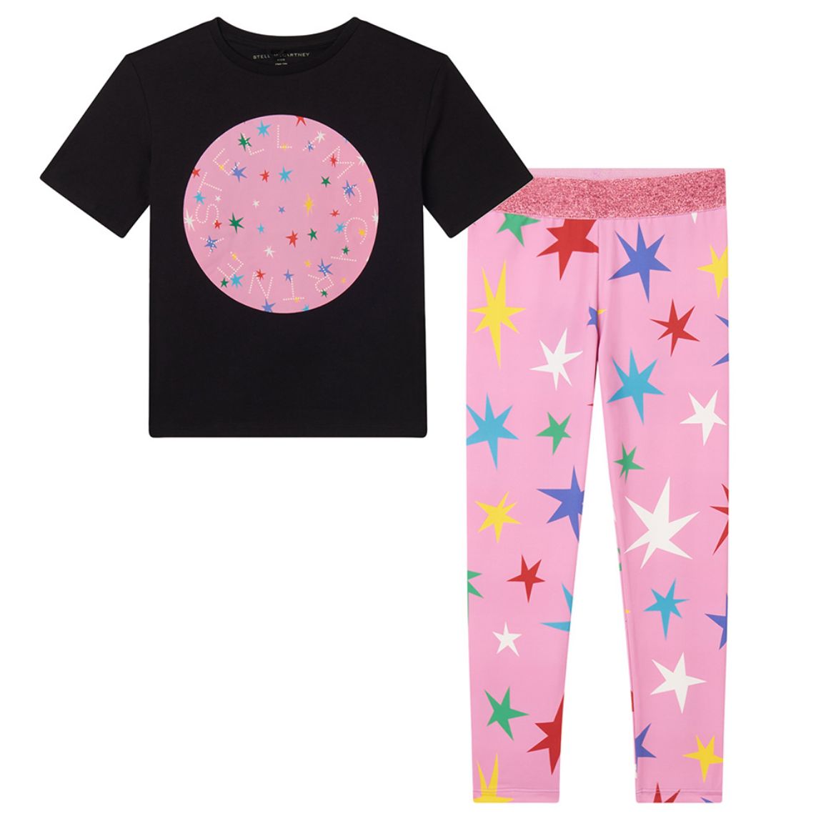 Picture of Stella Mc Cartney Black & Pink Star Top & Leggings Set