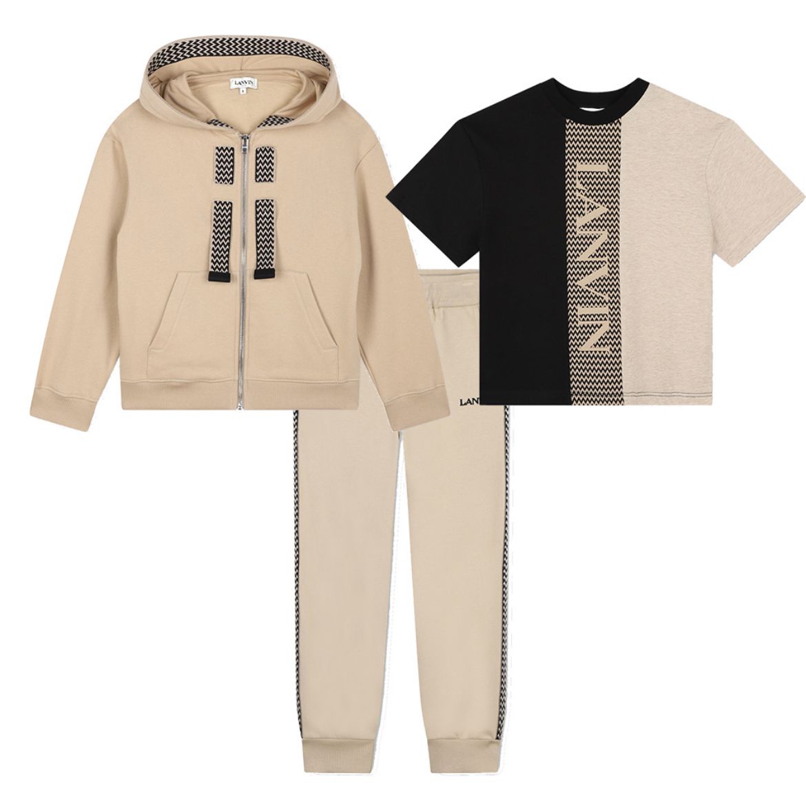 Picture of Lanvin Boys Beige Tracksuit with Beige T-Shirt