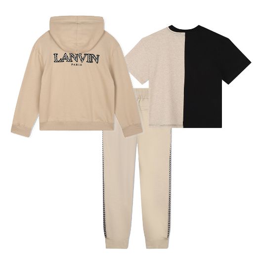 Picture of Lanvin Boys Beige Tracksuit with Beige T-Shirt