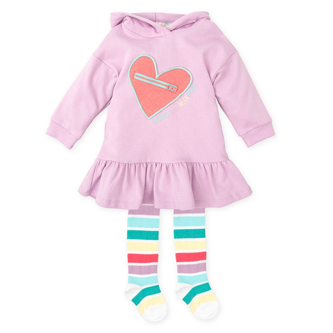 Picture of Agatha Ruiz De La Prada Lilac Hooded Dress with Tights