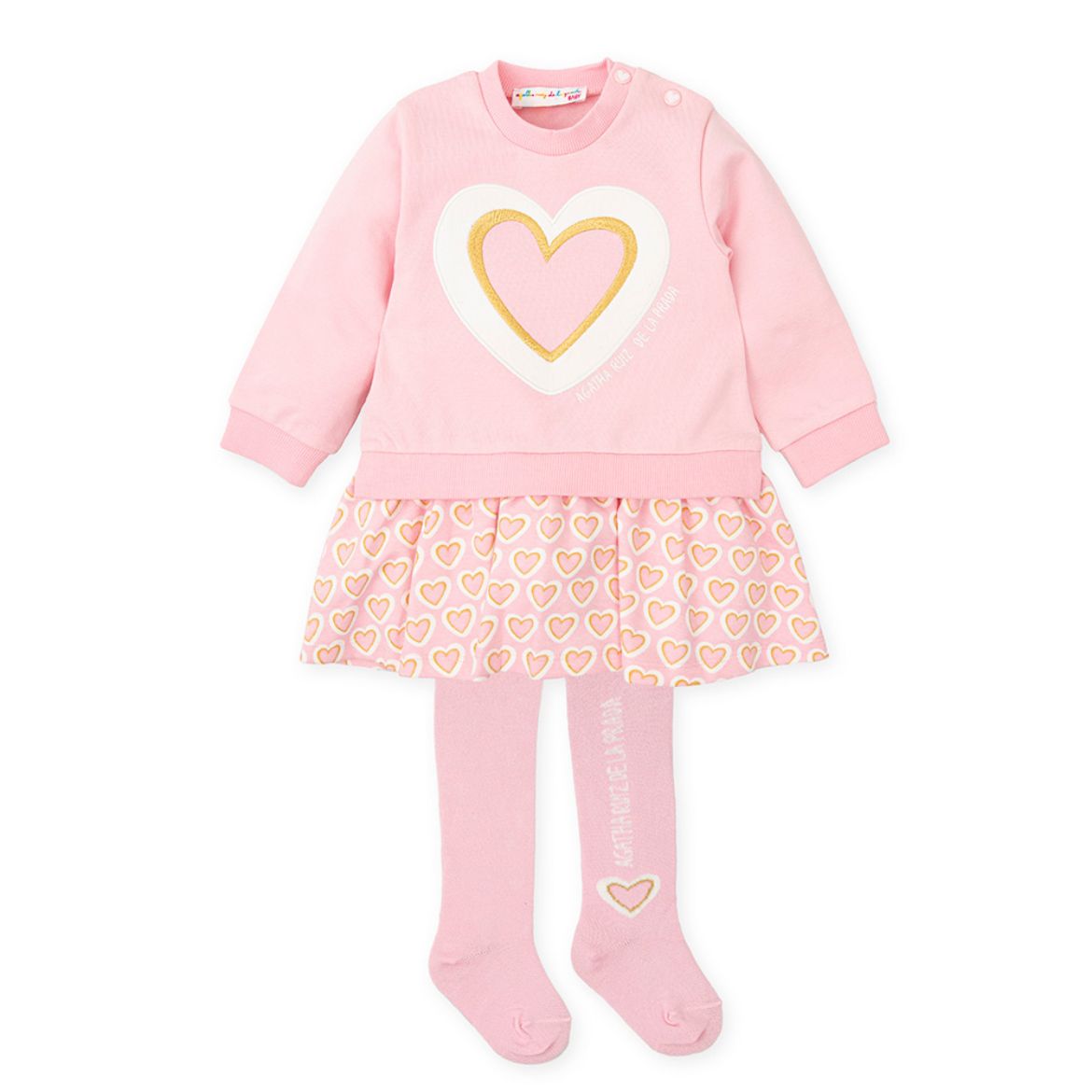 Picture of Agatha Ruiz De La Prada Baby Pink Heart Dress & Tights