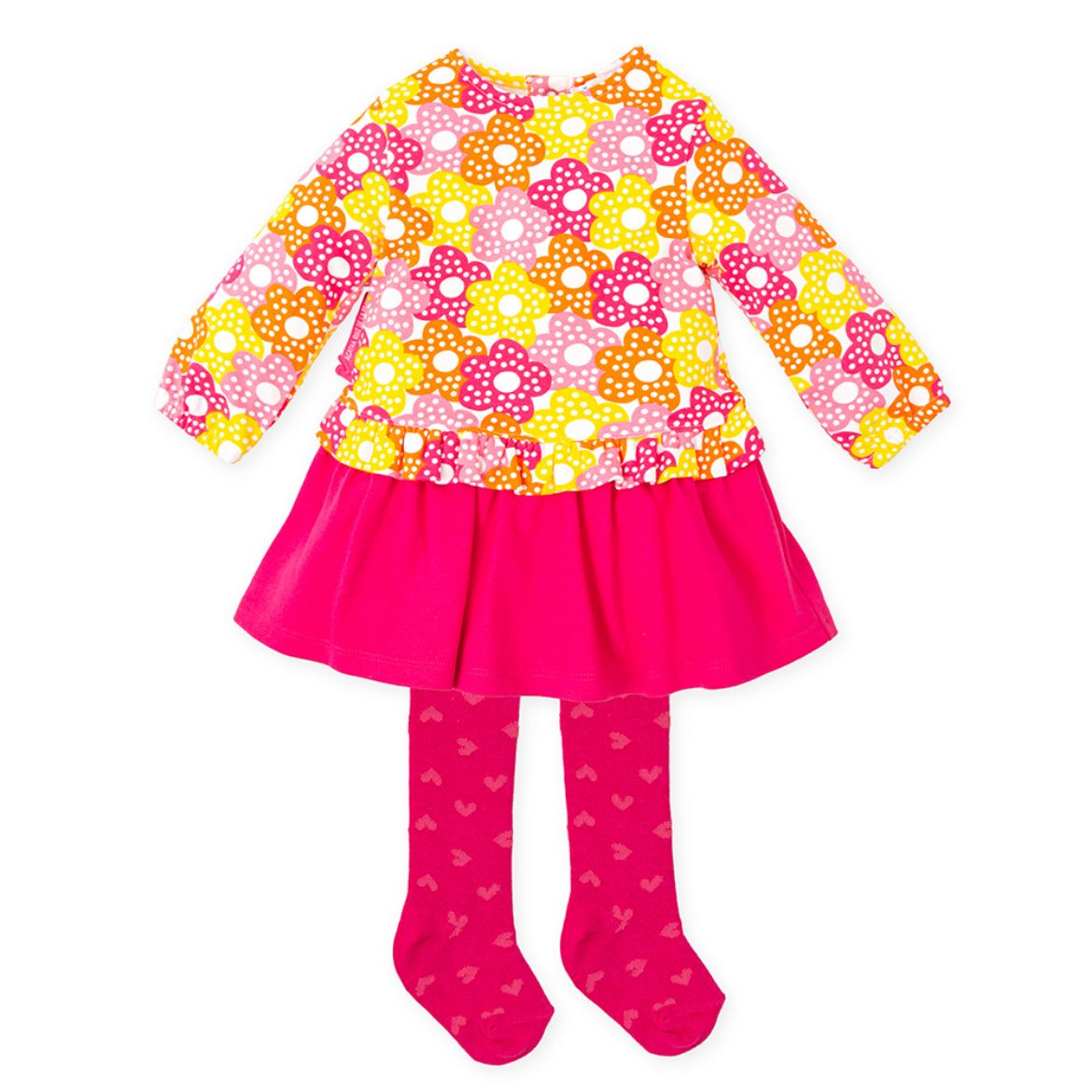 Picture of Agatha Ruiz De La Prada Yellow & Fushia Flower Dress with Tights