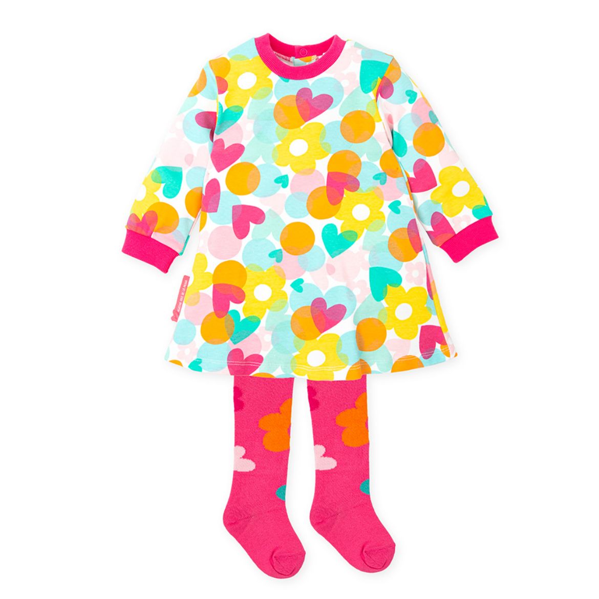 Picture of Agatha Ruiz De La Prada Multicoloured Flower & Heart Dress with Tights