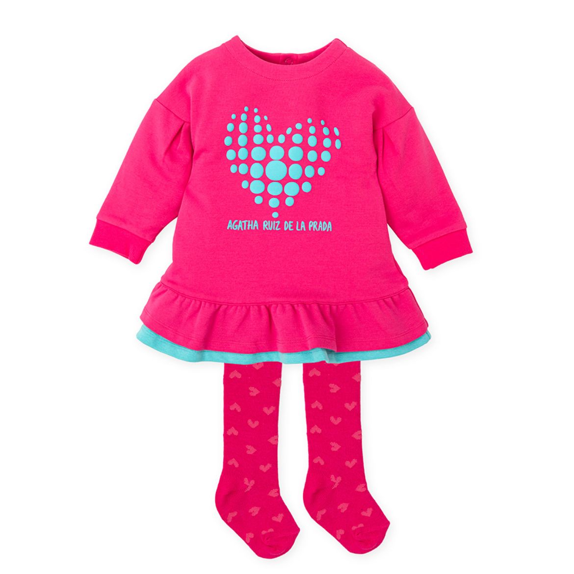 Picture of Agatha Ruiz De La Prada Fushia Pink Dress with Blue Heart with Tights