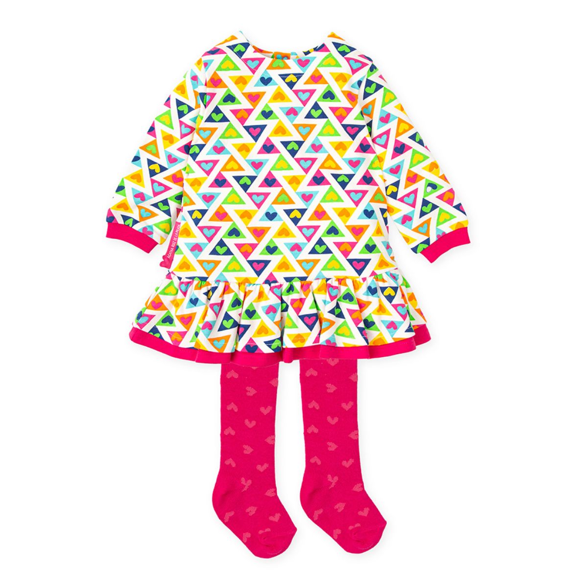 Picture of Agatha Ruiz De La Prada Multicoloured Heart Print Dress with Tights