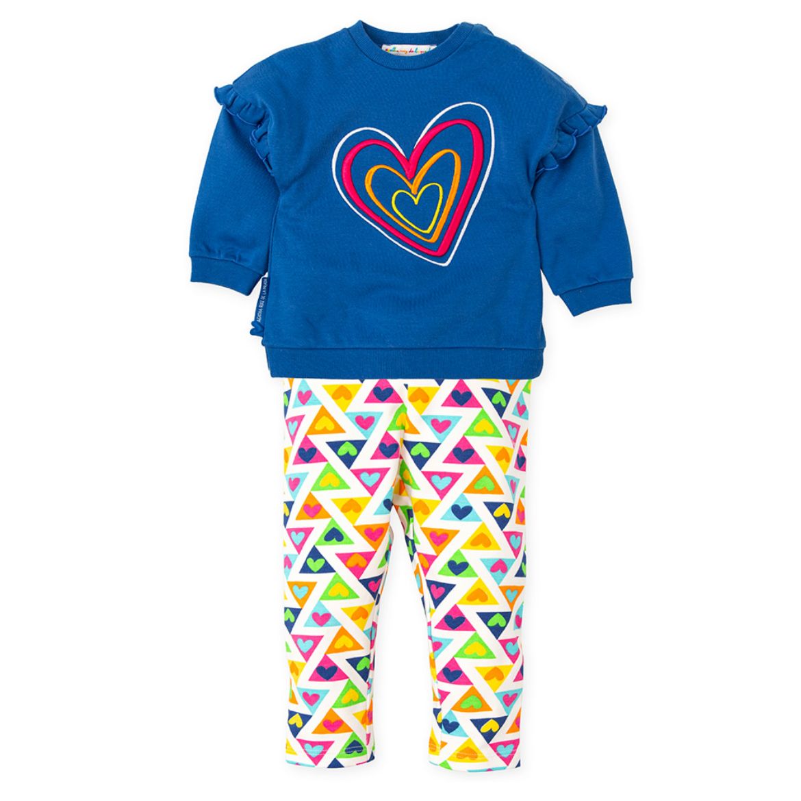 Agatha Ruiz De La Prada Blue Heart Jumper Leggings Set. Melanie Louise Childrens Designer Wear