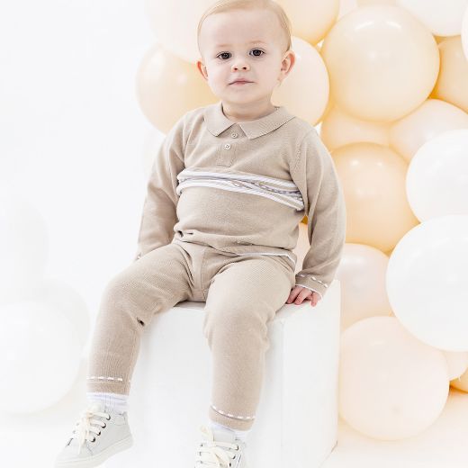 Picture of Blues Baby Boys Beige Knitted Two Piece Set