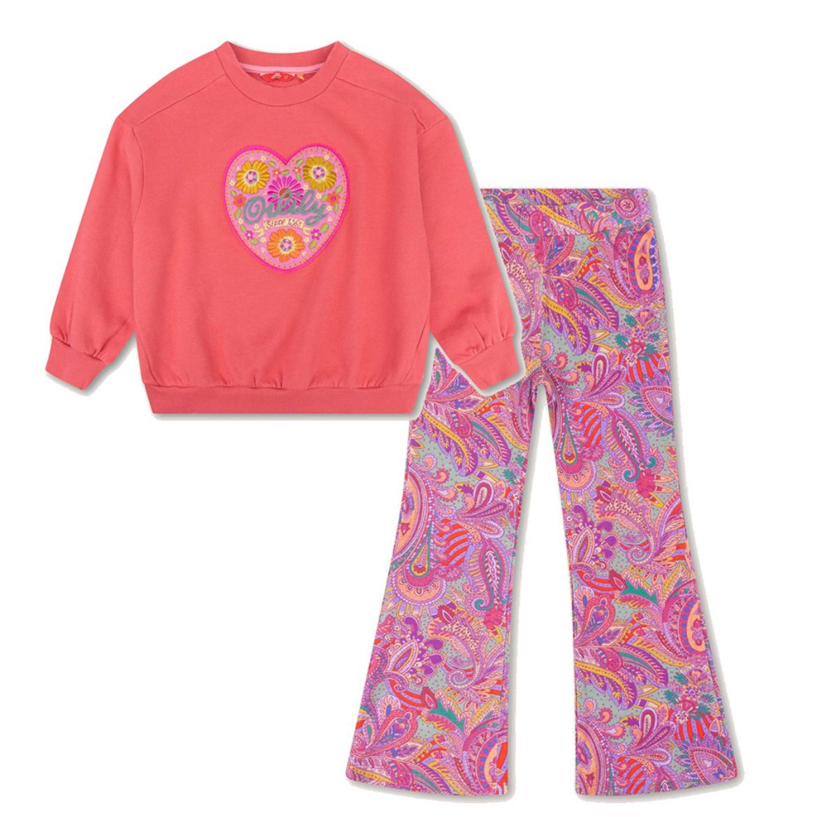 Picture of Oilily Hooray Pink Jumper & Peace Printed Pants Set