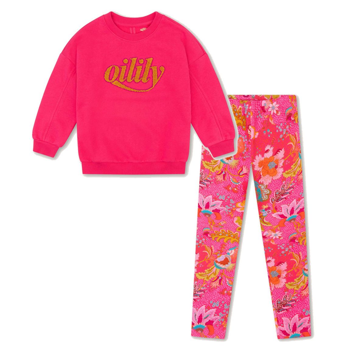 Picture of Oilily Harvey Pink Jumper & Peppy Flower Print Leggings