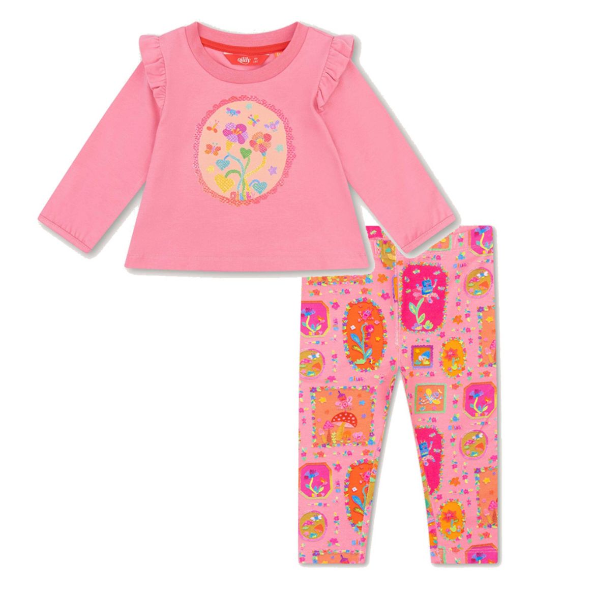 Picture of Oilily Tempy Pink Top & Peppy Pink Printed Leggings Set