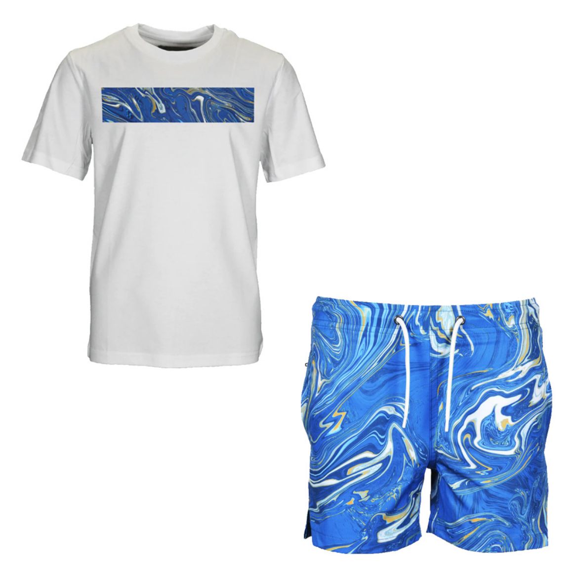 Picture of Moda Bandidos Boys Blue & White Oil Swim Short Set