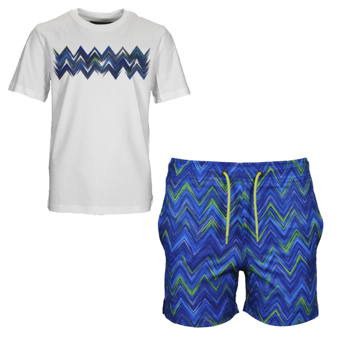 Picture of Moda Bandidos Boys Blue & White Zig Swim Short Set