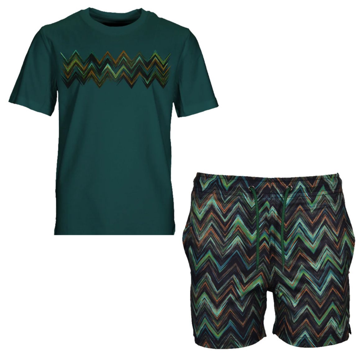 Picture of Moda Bandidos Boys Green Zig Swim Short Set