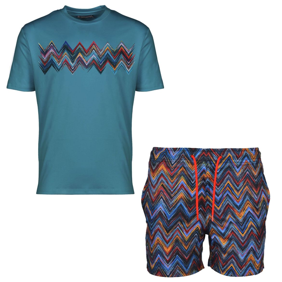 Picture of Moda Bandidos Boys Teal & Navy Zig Swim Short Set