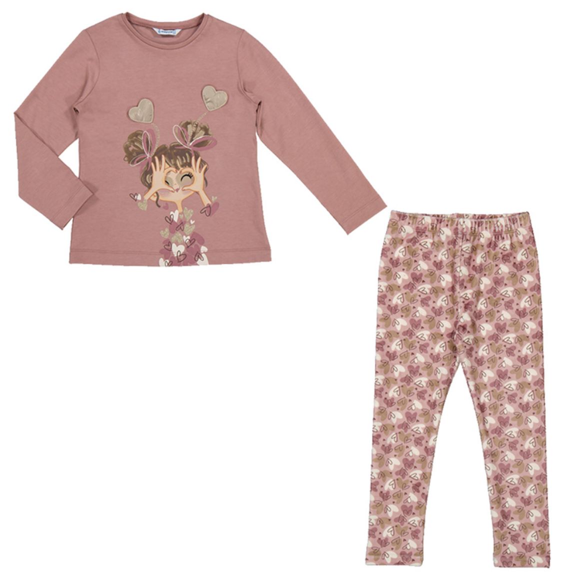 Picture of Mayoral Girls Pink 'Girl' Legging Set