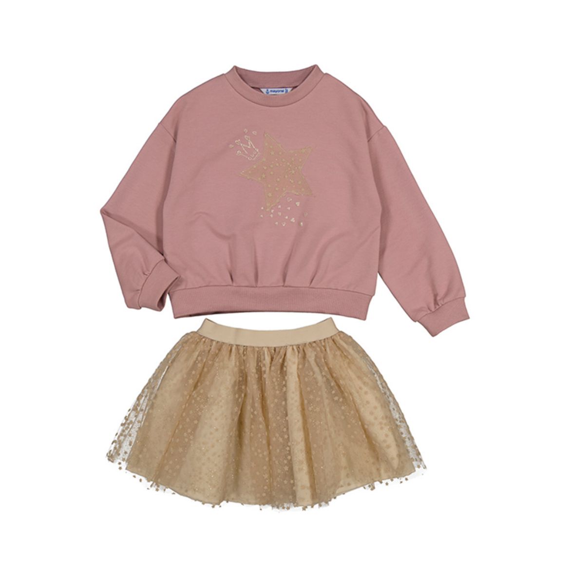 Picture of Mayoral Girls Pink & Beige Skirt Set