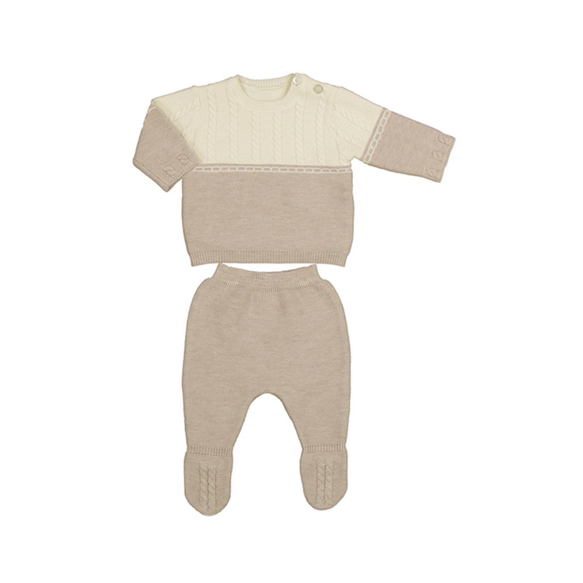 Picture of Mayoral Baby Boys Beige & Cream Two Piece Set