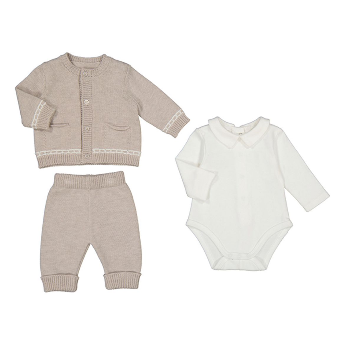 Picture of Mayoral Baby Boys Beige & Cream Three Piece Set