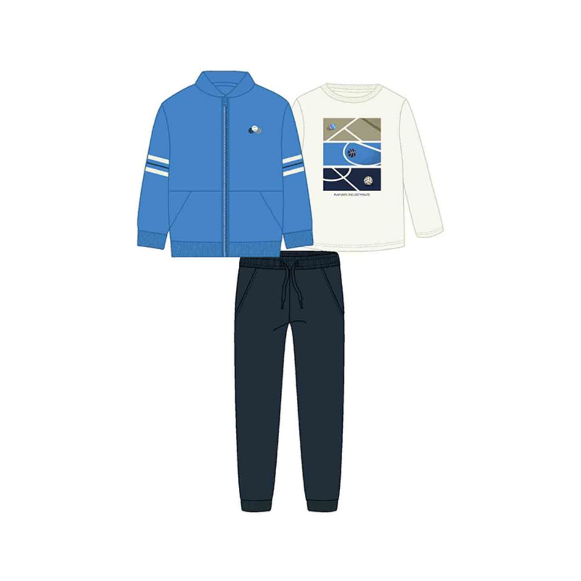 Picture of Mayoral Boys Blue Zip Up Three Piece Tracksuit