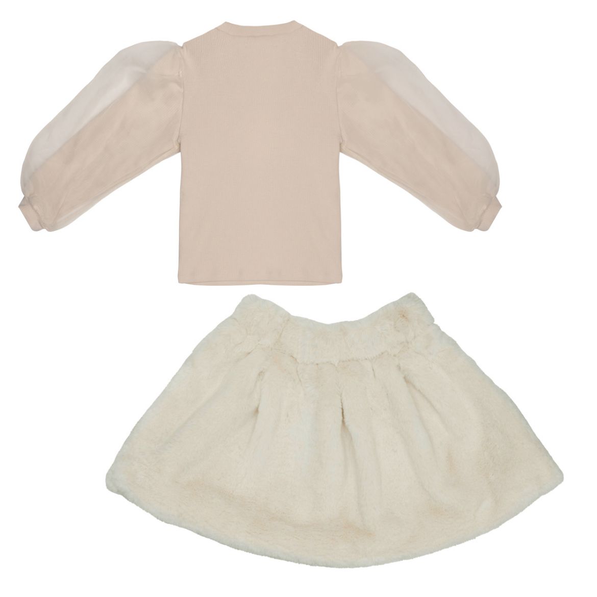 Picture of Donsje Sien Top & Isabelle Off White Faux Fur Skirt