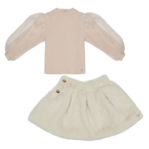 Picture of Donsje Sien Top & Isabelle Off White Faux Fur Skirt