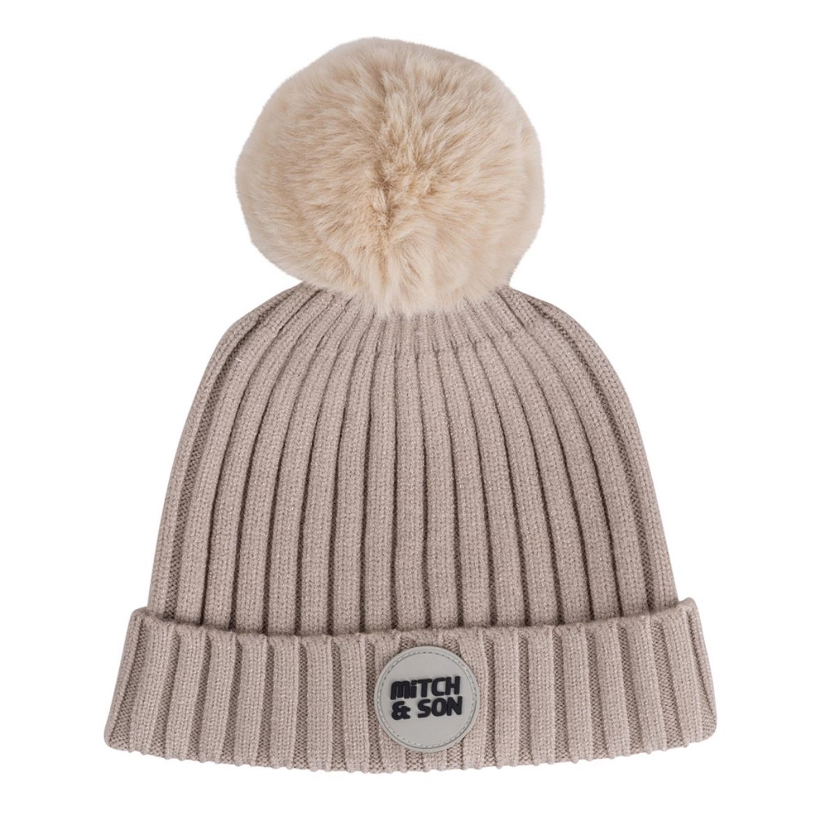 Picture of Mitch & Son Caden Light Grey Faux Fur Pom Hat