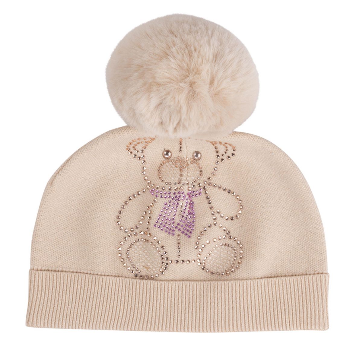 Picture of A Dee Girls Sabrina Beige Pom Pom Hat