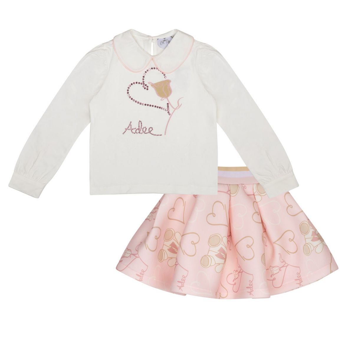 Picture of A Dee Girls Star Pink Teddy Skirt Set