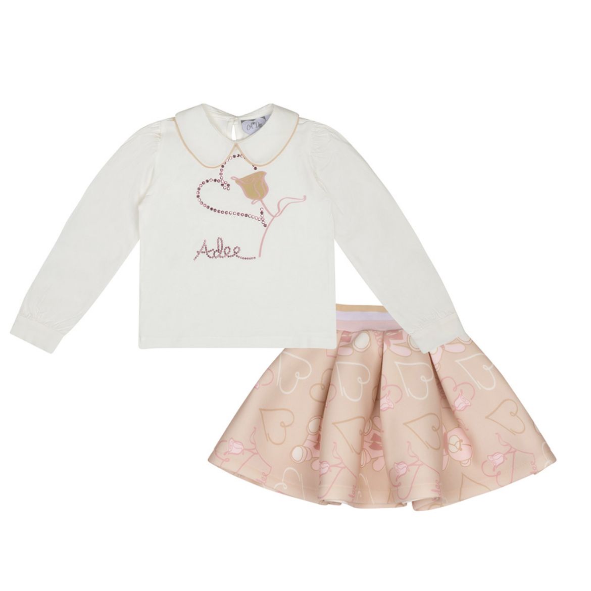 Picture of A Dee Girls Star Beige Teddy Skirt Set