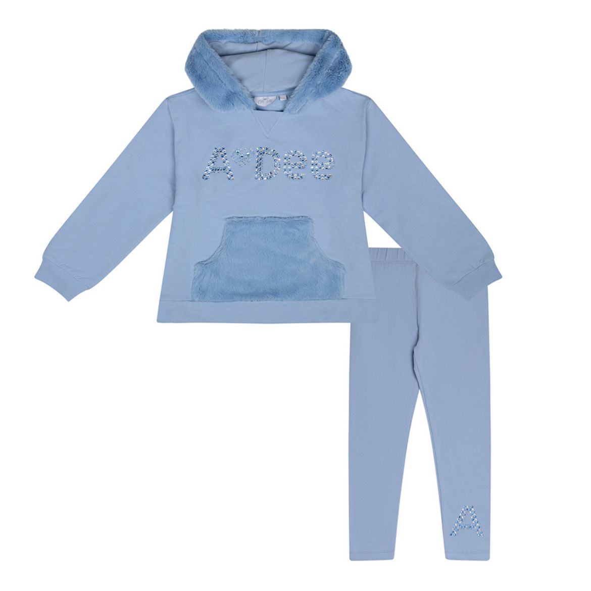 Picture of A Dee Girls Peaches Iced Blue Hoody Set