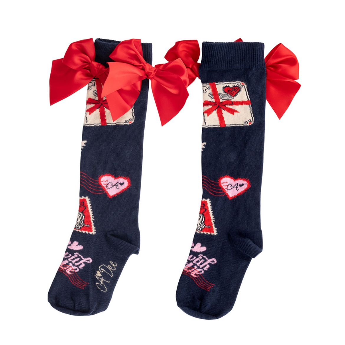 Picture of A Dee Girls Ramona Navy Printed Knee Socks