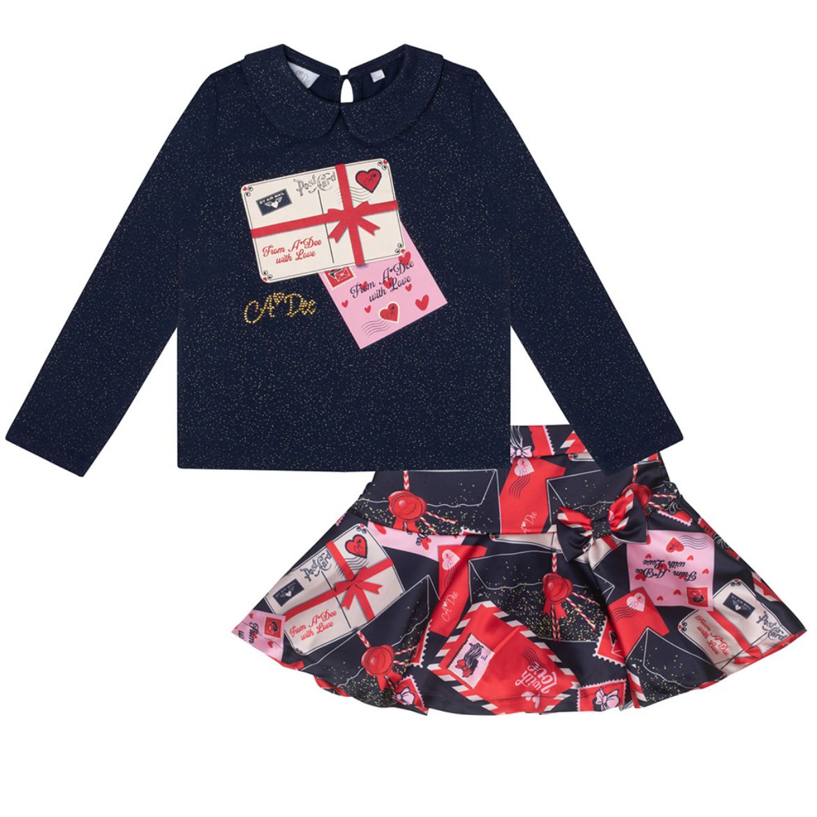 Picture of A Dee Girls Roxy Navy Skirt Set