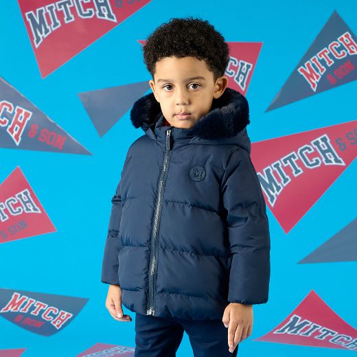 Picture of Mitch & Son Barry Navy Coat with Faux Fur