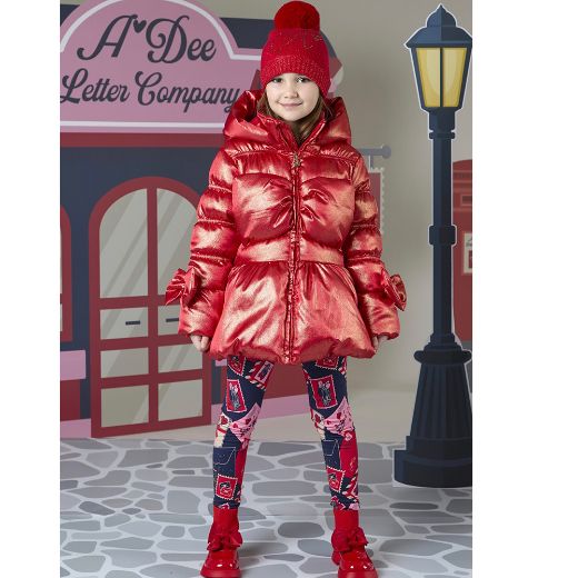 Picture of A Dee Girls Rihanon Glitter Red Bow Coat