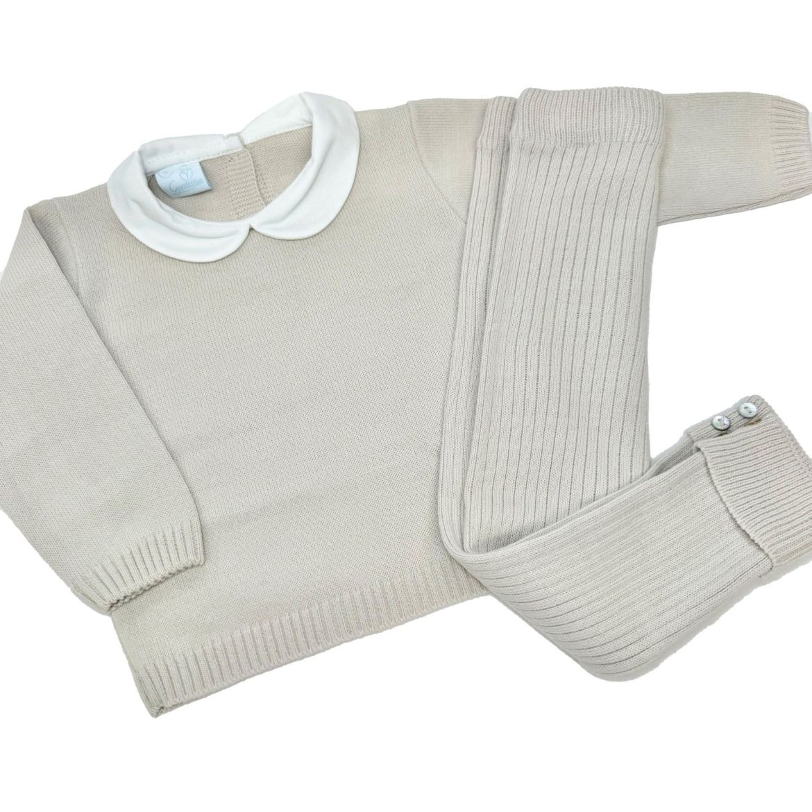 Picture of Granlei Boys Beige Knitted Tracksuit