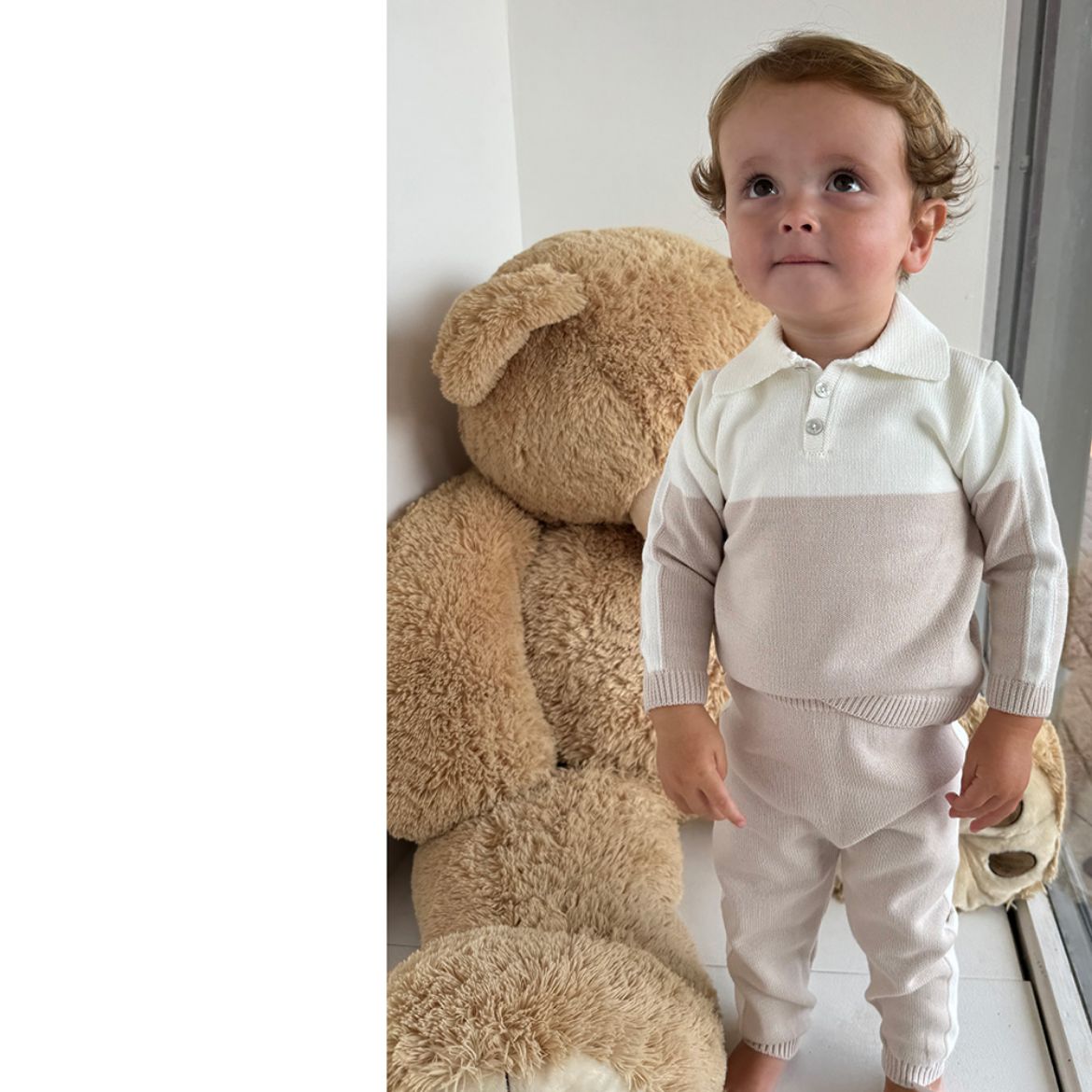 Picture of Granlei Boys Cream & Beige Knitted Tracksuit