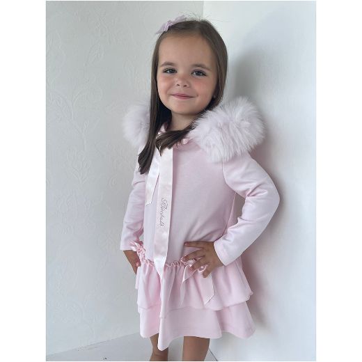 Picture of Bimbalo Girls Pink Dress with Fur Hood