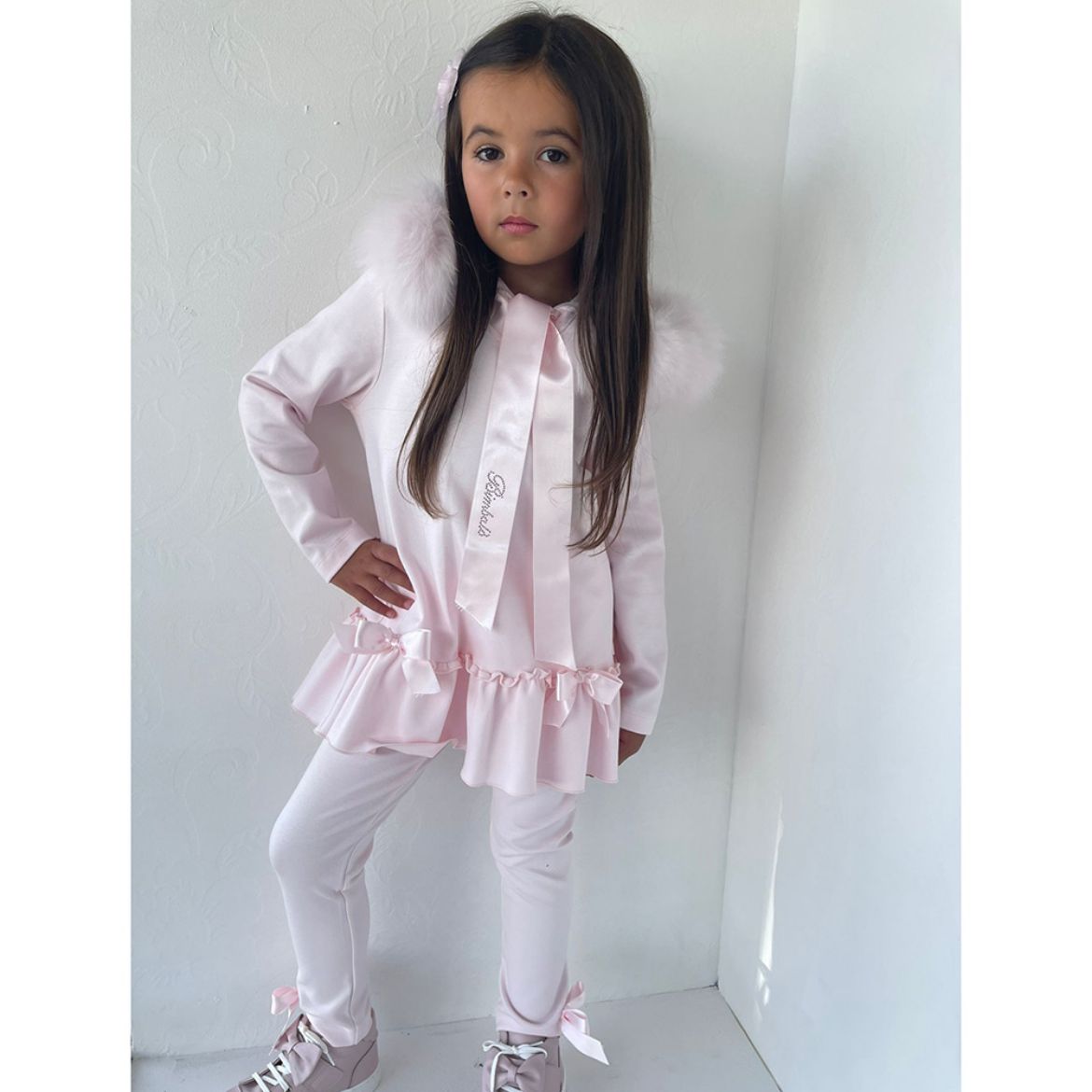 Picture of Bimbalo Girls Pink Tracksuit with Fur Hood