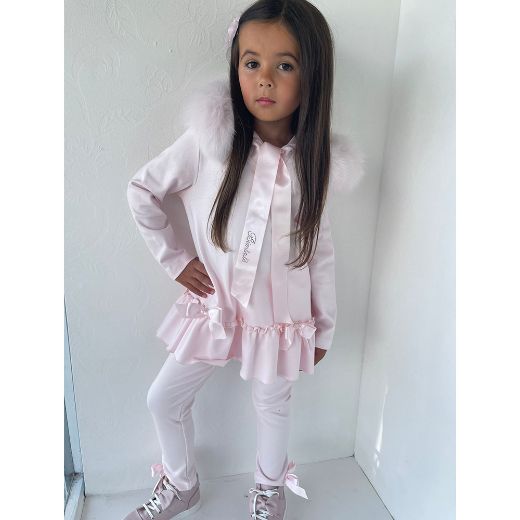 Picture of Bimbalo Girls Pink Tracksuit with Fur Hood