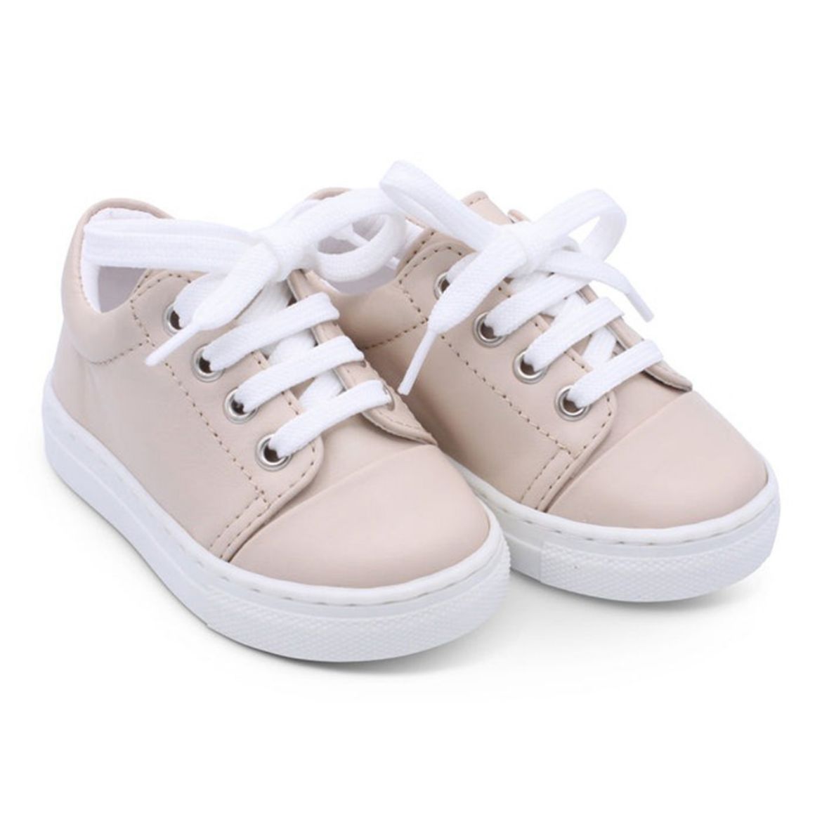 Picture of Borboleta Boys Santiago Nude Leather Trainers