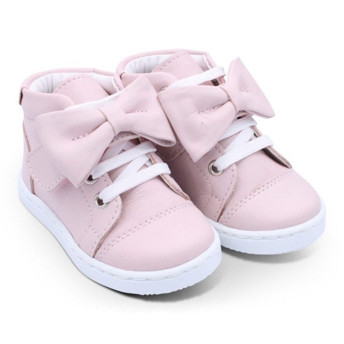 Borboleta Girls Tatiana Pink Leather Hightop Trainers