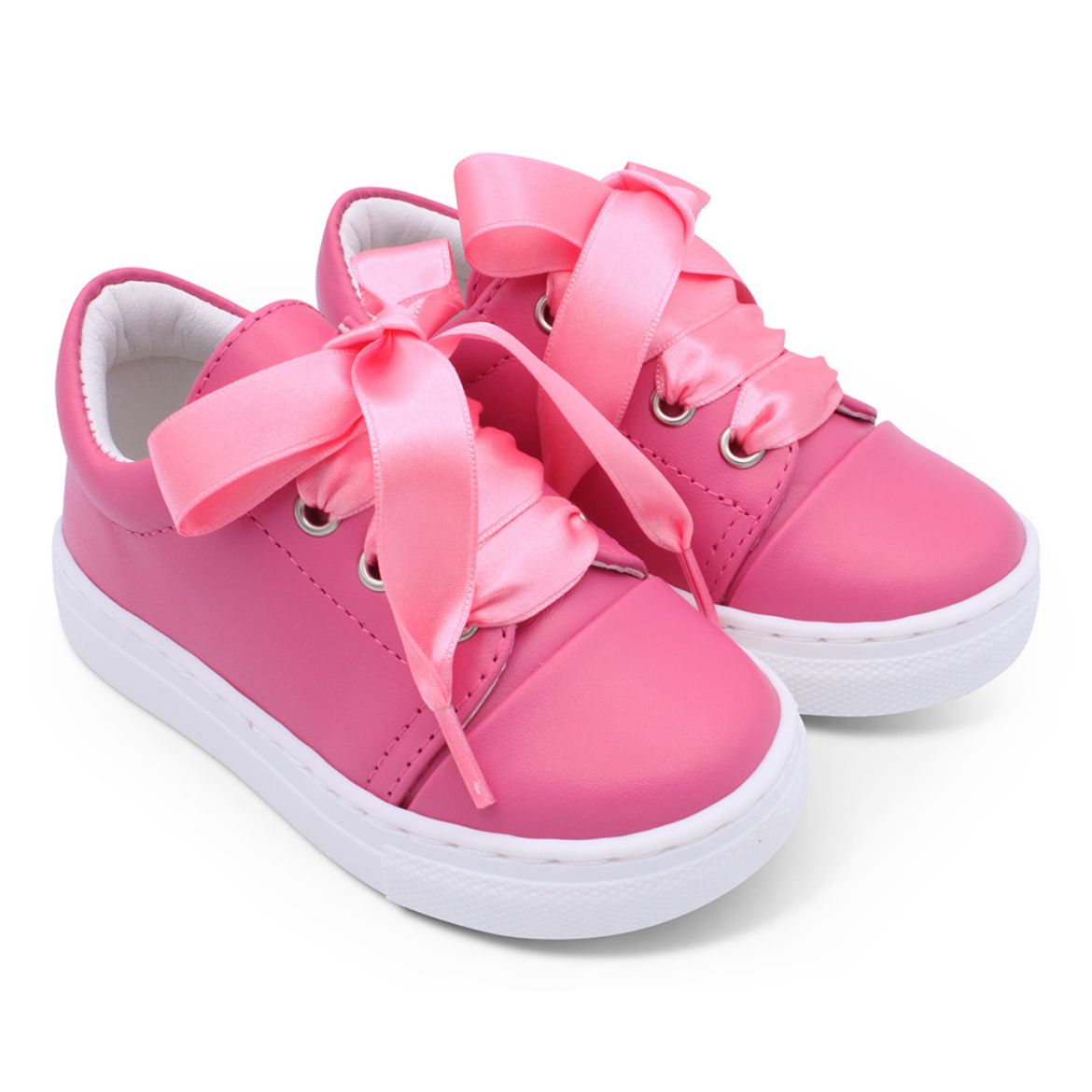 Picture of Borboleta Girls Santiago Fuchsia Leather Trainers