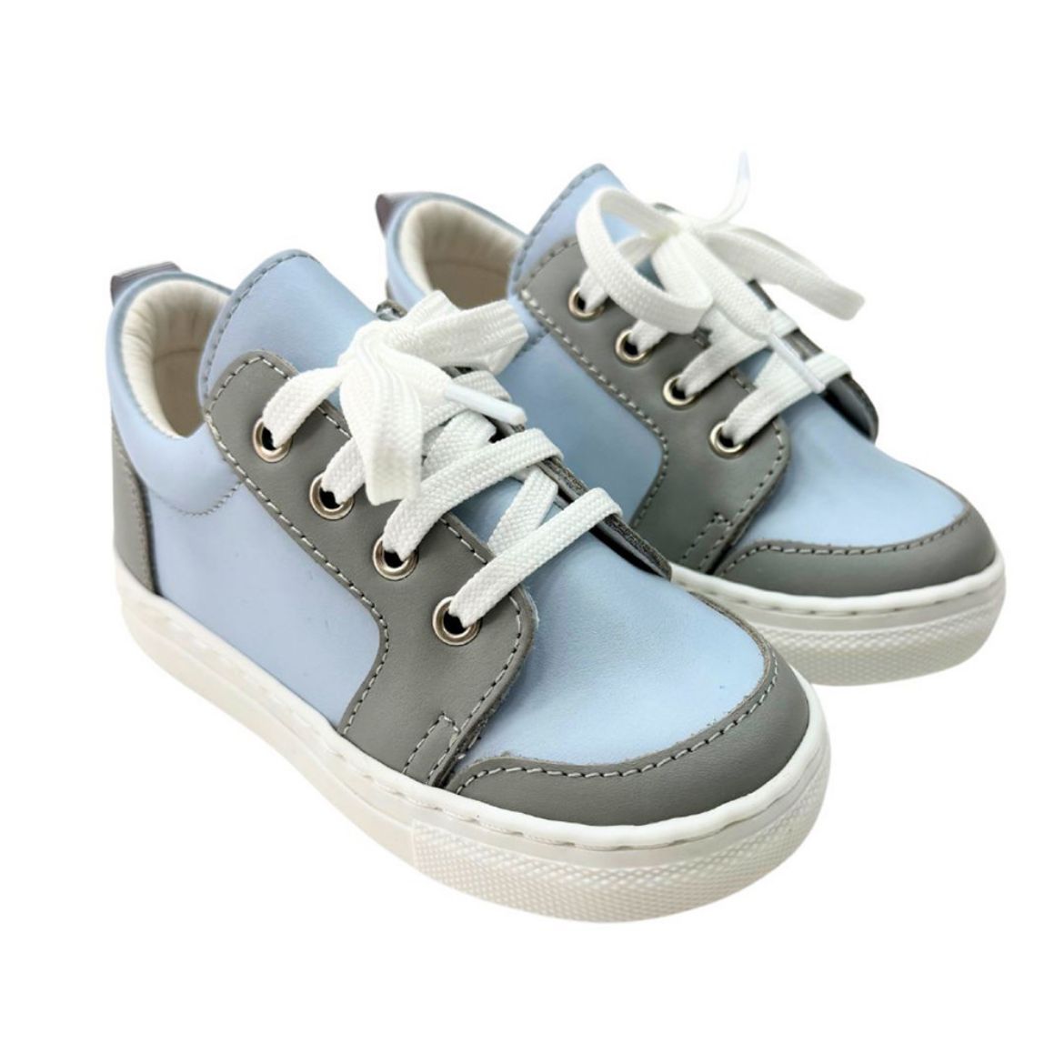 Picture of Borboleta Boys Nico Pale Blue & Grey Trainers 