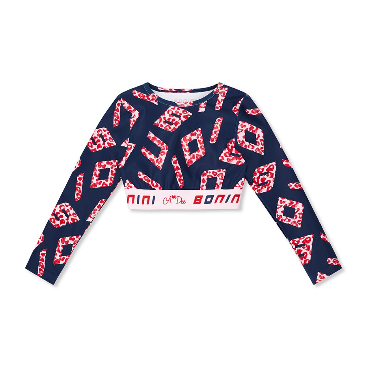 Picture of Bonini Power Navy Letter Print Crop Top