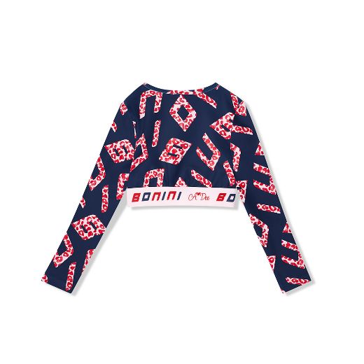 Picture of Bonini Power Navy Letter Print Crop Top