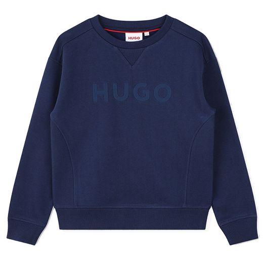 Picture of Hugo Boys Navy Round Neck Tracksuit